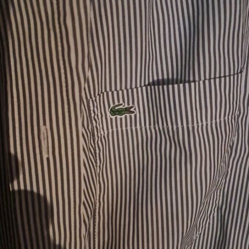 Lacoste striped short-sleeve shirt XL like new, white and blue