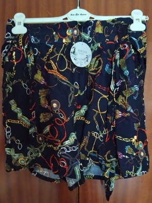 Airisa women's shorts new, baroque retro design, navy blue