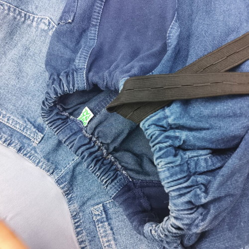 Prenatal women's jeans medium size, used, black and dark blue, maternity elastic waist