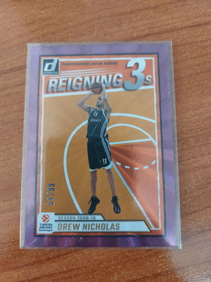 Panini Donruss Euroleague Drew Nicholas Reigning 3s Purple Card 2024-25 Like New