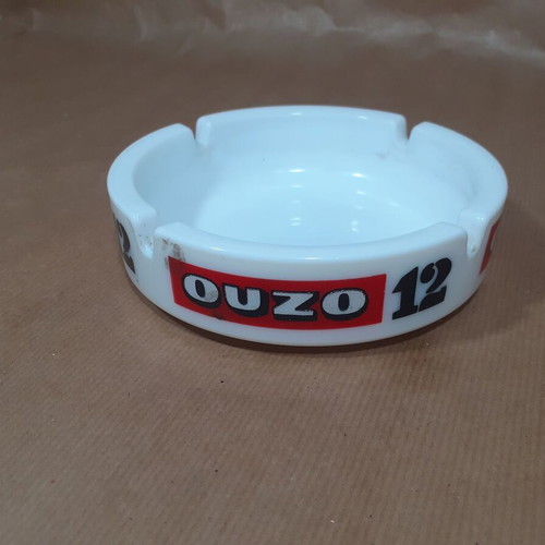 Ouzo 12 ashtray used, white
