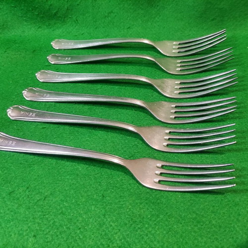 Nissiotis Rostfrei forks used, set of 6, collectible Xenia 1968