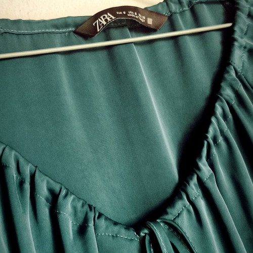 Zara women's satin jumpsuit green (emerald) size S like new
