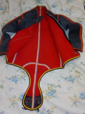 Spearfishing wetsuit used with hood and weight belt