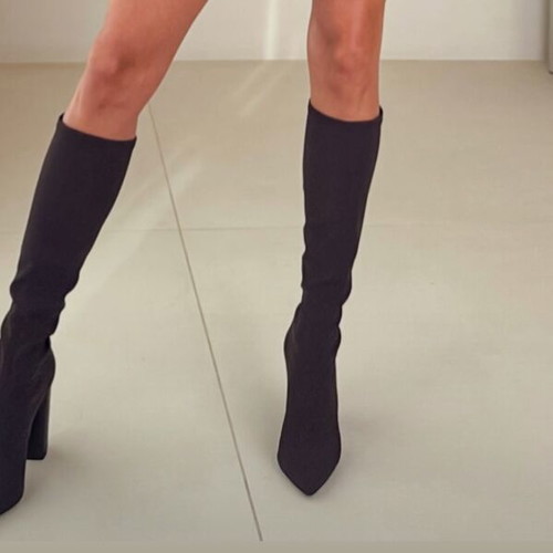 Sante suede high boots with thick heel like new, black