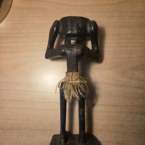 Wooden Tiki figure vintage primitive like new with candle holder