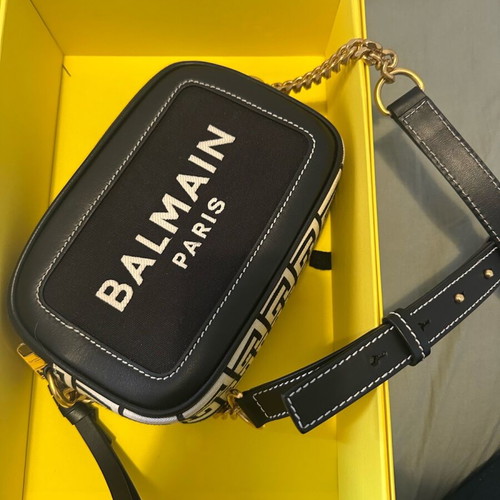 Balmain B-Army canvas and leather shoulder bag