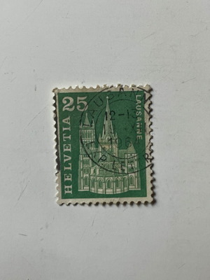 Vintage Swiss Stamp 1960 Lausanne Cathedral Helvetia used