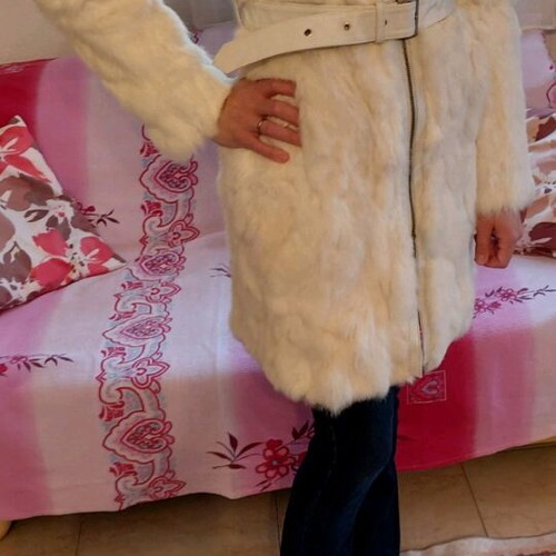 Anel coat made of genuine leather and fur, like new, size S