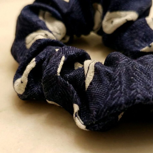 Scrunchie Navy Blue with happy faces like new