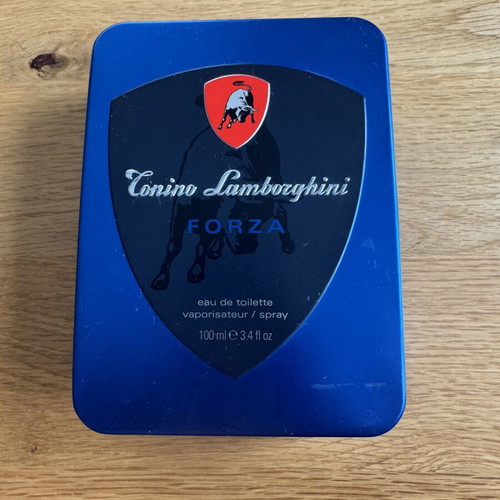 Metal presentation tin for Tonino Lamborghini Forza Eau de Toilette 100 ml used