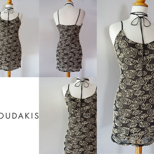 Veloudakis dress highly feminine, elastic, embossed design, lined, NoS, size S