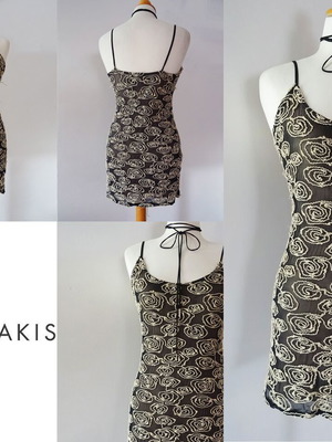 Veloudakis dress highly feminine, elastic, embossed design, lined, NoS, size S