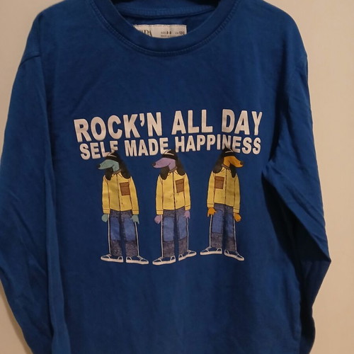 Zara boys' long-sleeve t-shirt used, size 128 cm, blue