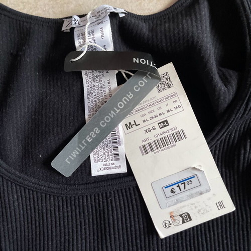 Black Zara T-shirt new, sizes M and L