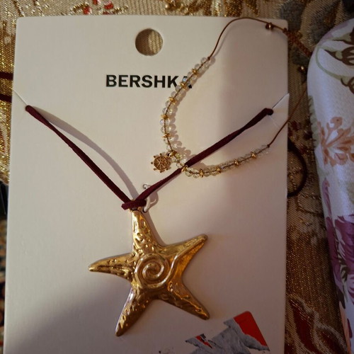 Bershka necklace and bracelet set new yellow
