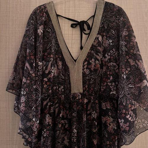 Maxi boho dress Fueguina with floral pattern and gold detail size XL