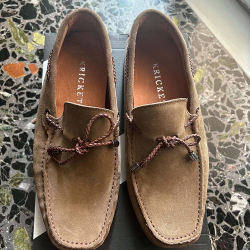 Kricket men's suede leather moccasins size 42 like new, tobacco
