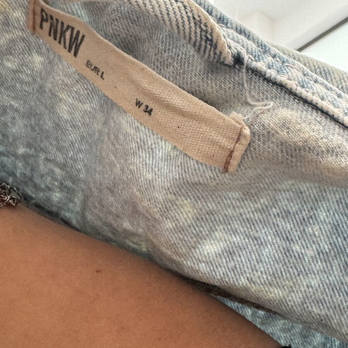 Pink Woman denim dress with faded spots, size L