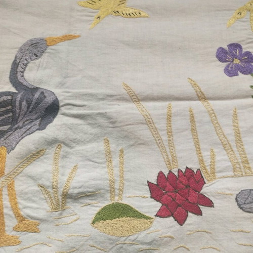 Vintage wall band lake with birds embroidery like new