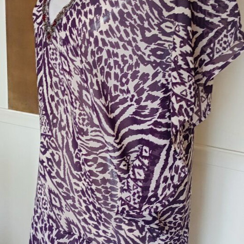 Accessorize Kaftan Tunic Dress zebra print embellished, like new
