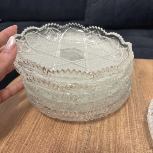 Crystal dessert plates set of 6, excellent condition