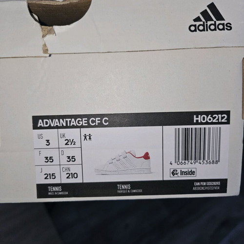 Adidas athletic shoes used, size 35, white and red