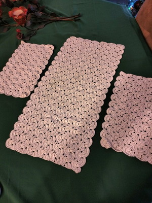 Handmade white set of table linens, very old design, new