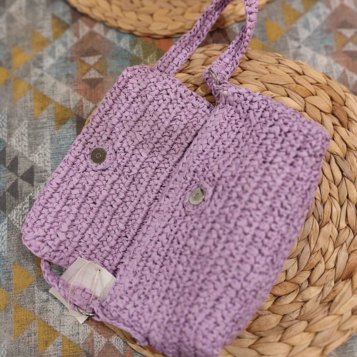 Purple straw shoulder bag