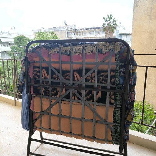 Folding bed ranzos used with handmade 10 cm mattress
