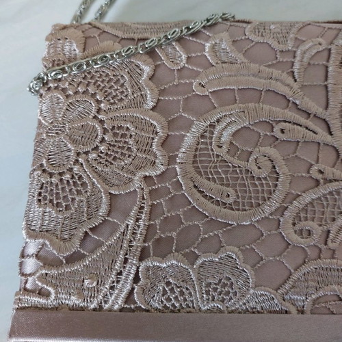 Shoulder bag new with lace and satin fabric pink