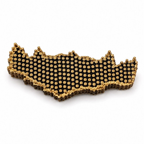 Keychain Crete 3D handmade, gold and black
