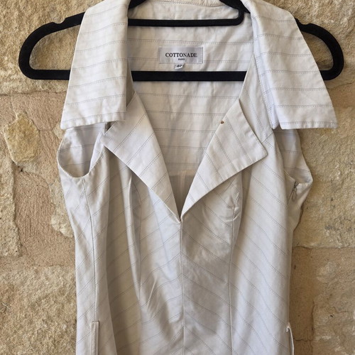 Cottonade Paris Pinstripe Sleeveless Blazer Dress used, beige, size L