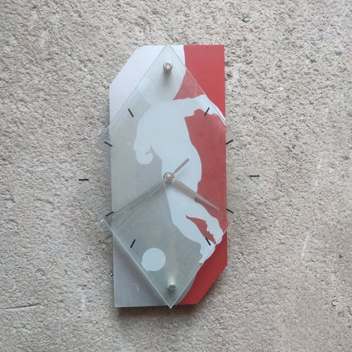 Quartz wall clock football themed like new, analog