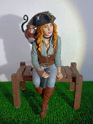 Pirate Girl 3D Printed Statue like new with Monkey Companion