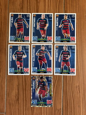 Match Attax 2015/16 Barcelona Super Set, 7 cards with Luis Suárez Star Player