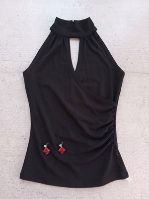 Black Halter Top with Gift Earrings like new