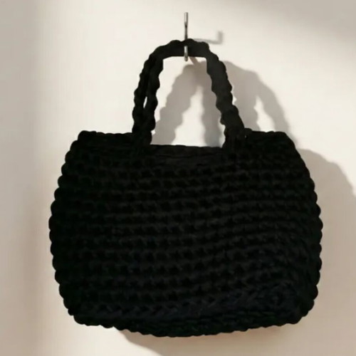 La Mère black handmade crocheted shoulder bag