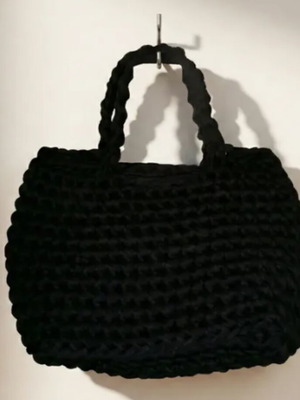 La Mère black handmade crocheted shoulder bag