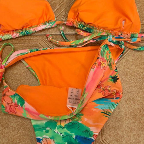Double Face Floral Bikini Set and Pareo M new, multicolor