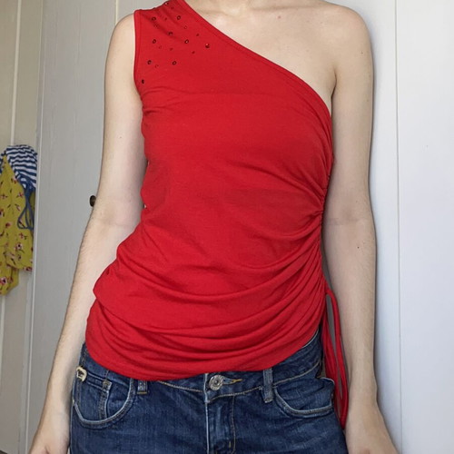 Y2K One Shoulder Top Used, Red, Summer Style