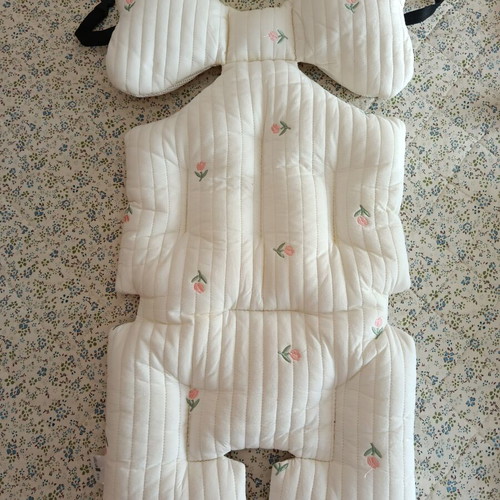 Soft stroller cover with pink tulip embroidery, like new