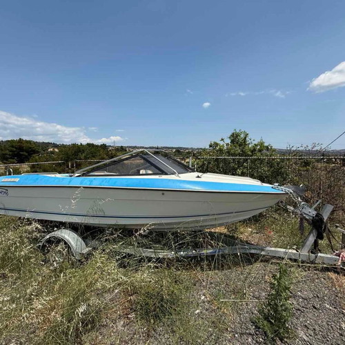 Boat like new with 120 HP engine and trailer, blue plastic