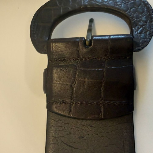Brown leather belt Benetton with croc texture like new