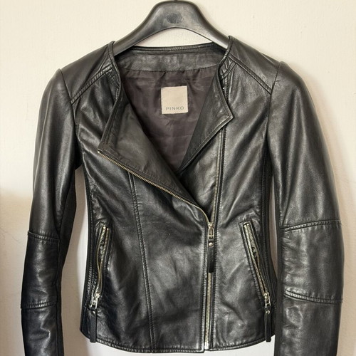 Pinko Bastava 1 Giubbino leather biker jacket like new, black