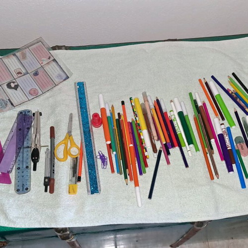 Stationery items used, pack all together