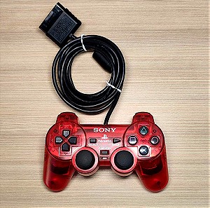Γνήσιο καθαρισμένο χειριστήριο για Sony Playstation 2 PS2 κόκκινο *CLEAR RED* controller Dualshock 2