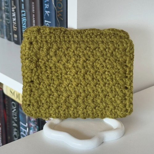 Handmade knitted wallet 13x11cm green, new
