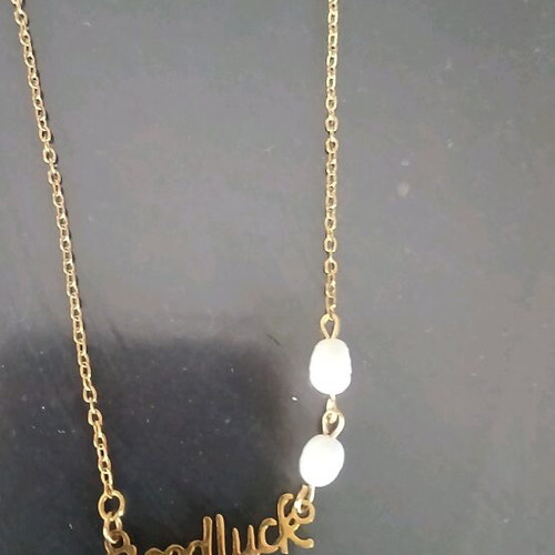Goodluck handmade necklace new with pearls white and gold