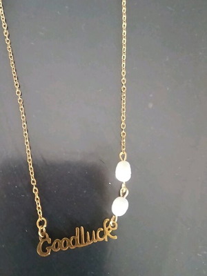 Goodluck handmade necklace new with pearls white and gold